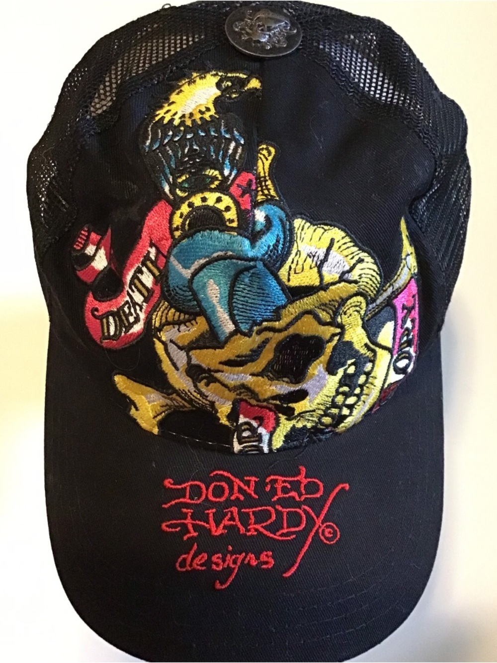 vintage Ed HARDY x Christian Audigier embroidery death or glory snapback hat
